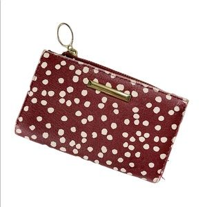 No Boundaries Snap ID Wallet | Maroon | Book-style | Gold Zipper | Polkadots